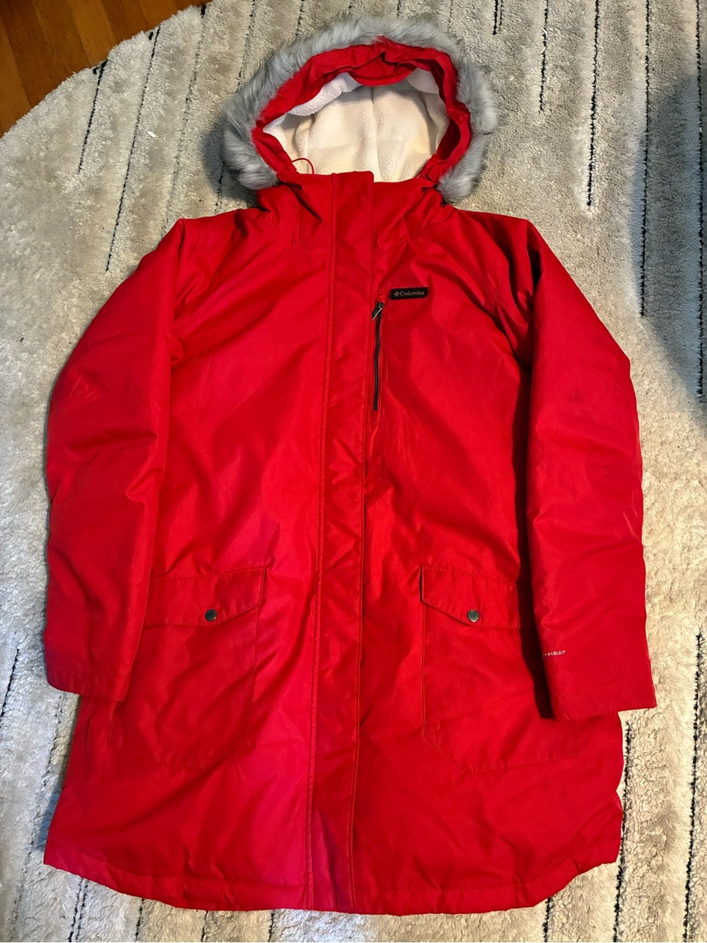 Columbia Women's Suttle Mountain Long Insulated Parka Jacket XXL Red Lily EUC
